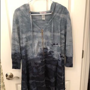 Tie-dye zip front hoodie